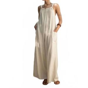 NEW ILLA ILLA striped linen wide leg jumpsuit in natural